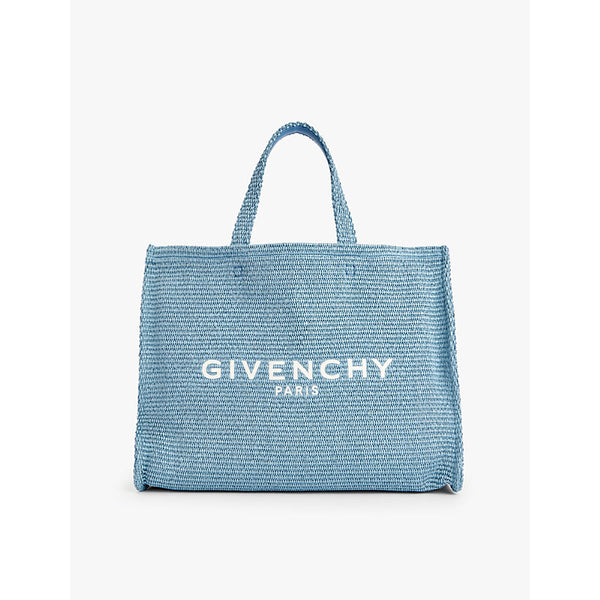  Givenchy G-Tote medium logo-embroidered raffia tote bag