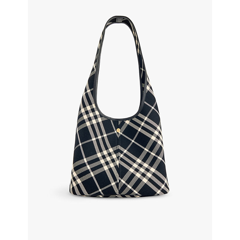  Burberry Check-print cotton-canvas shoulder bag