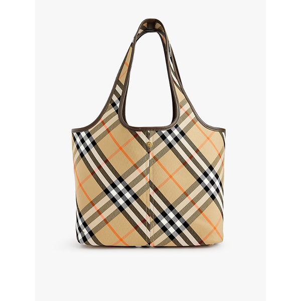 Burberry Check-pattern cotton-twill handbag