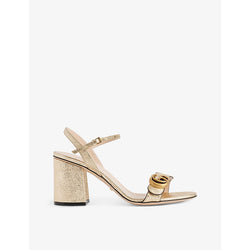 Gucci Marmont metallic-leather heeled sandals