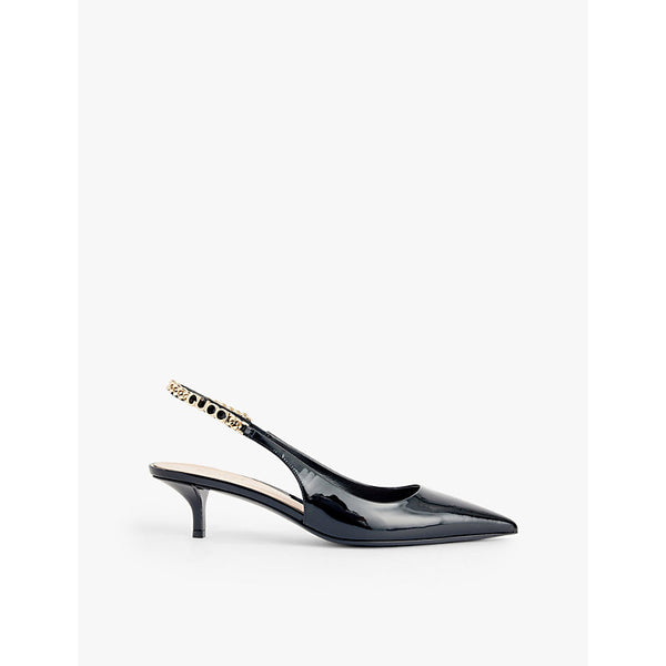 Gucci Signoria chain-embellished leather slingback heels