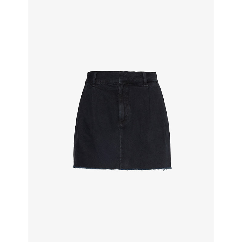  Agolde Becker raw-hem mid-rise recycled-denim mini skirt