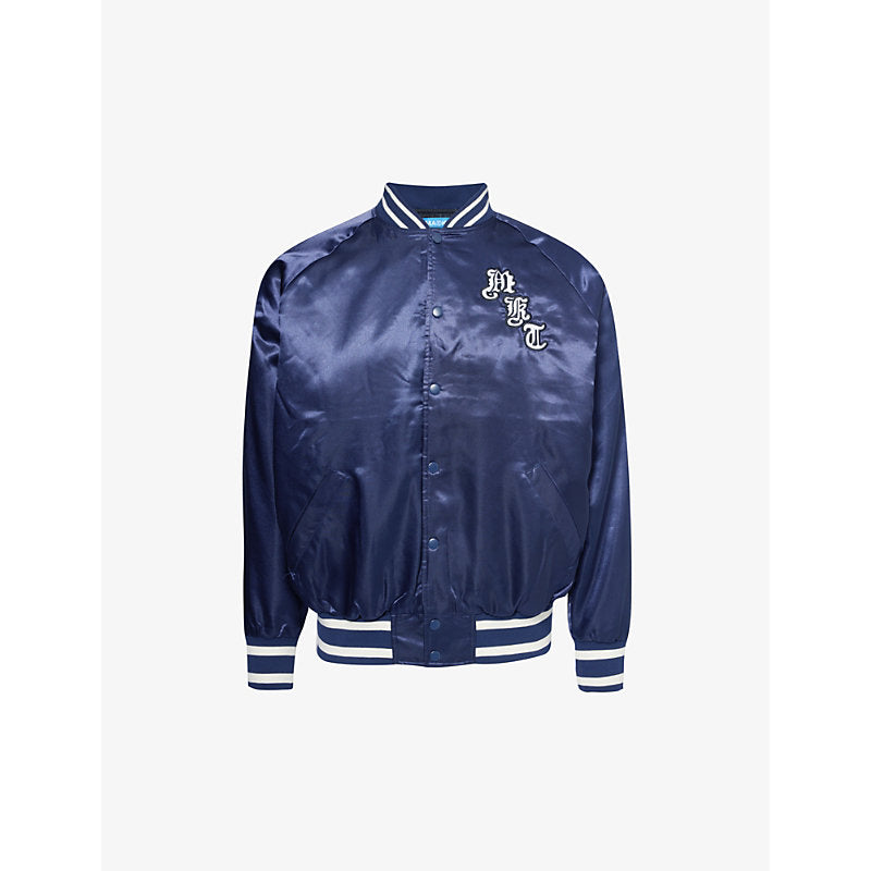  Market Smiley Souvenir embroidered satin varsity jacket