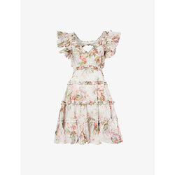 Needle And Thread Paradise Garden floral-print organic-cotton mini dress | NEEDLE AND THREAD