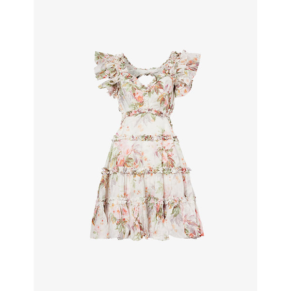 Needle And Thread Paradise Garden floral-print organic-cotton mini dress | NEEDLE AND THREAD