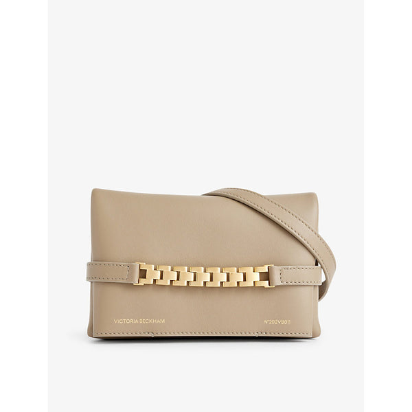  Victoria Beckham Chain-embellished mini leather pouch