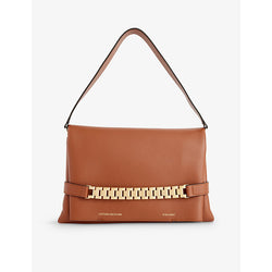  Victoria Beckham Branded chain-embellished leather shoulder bag