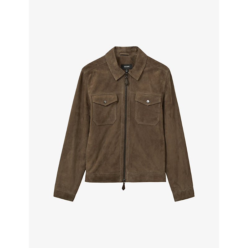  Reiss Pike patch-pocket regular-fit suede jacket