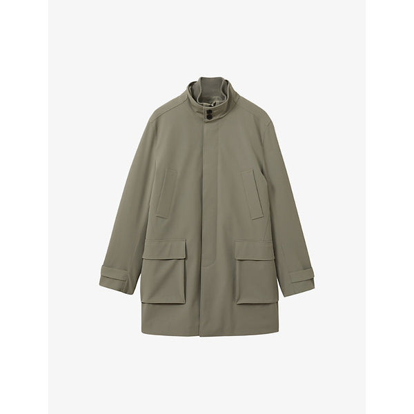  Reiss Player funnel-neck mid-length hybrid coat