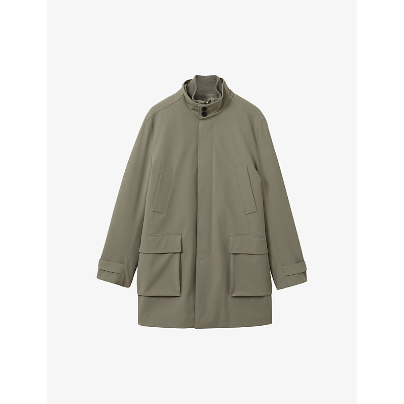  Reiss Player funnel-neck mid-length hybrid coat