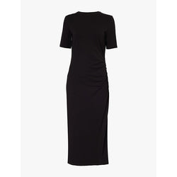  Vince Side-drape short-sleeve stretch-cotton midi dress