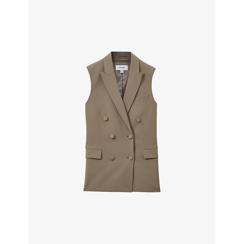  Reiss Madelyn peak-lapel double-breasted stretch-woven waistcoat