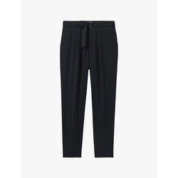  Reiss Belted-waist slim-fit cropped stretch-woven trousers