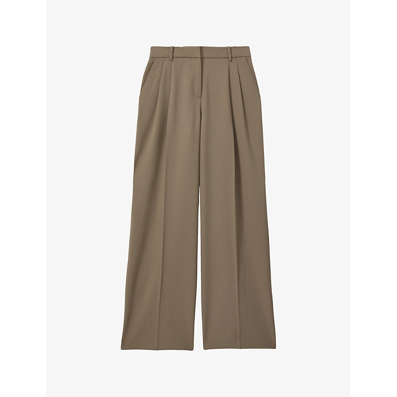  Reiss Madelyn front-pleat wide-leg stretch-woven trousers