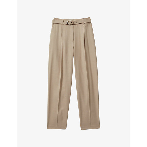  Reiss Freja belted-waist high-rise stretch-woven trousers