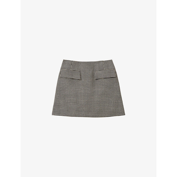  Reiss Minnie high-rise checked wool mini skirt