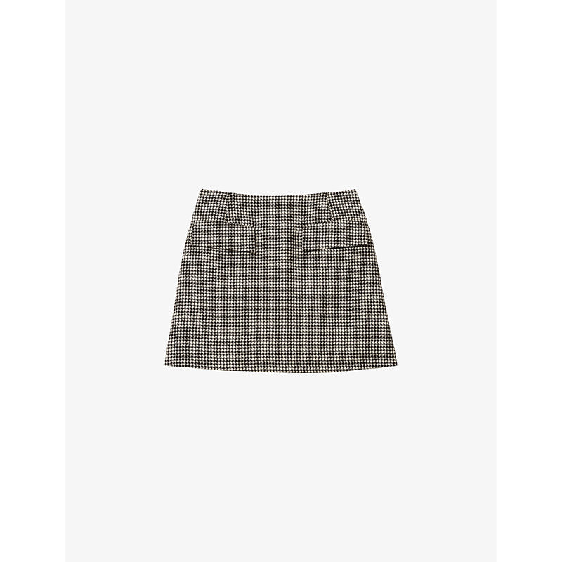  Reiss Minnie high-rise checked wool mini skirt