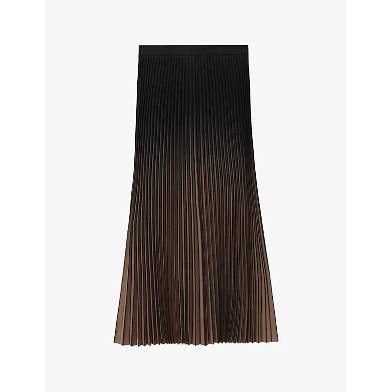  Reiss Marlie ombre-print pleated woven midi skirt