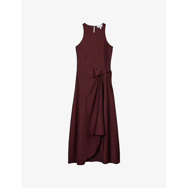 Reiss Micah draped-front satin midi dress