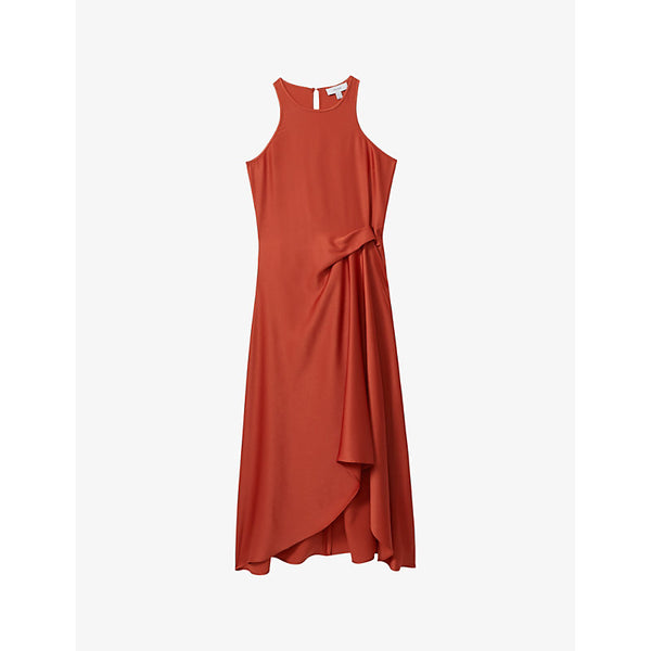 Reiss Micah draped-front satin midi dress