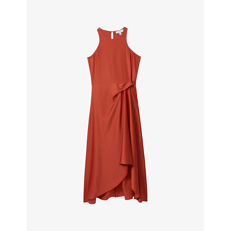 Reiss Micah draped-front satin midi dress