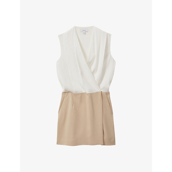 Reiss Vie wrap-front woven mini dress | REISS