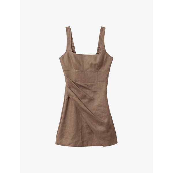 Reiss Piper square-neck sleeveless linen mini dress | REISS