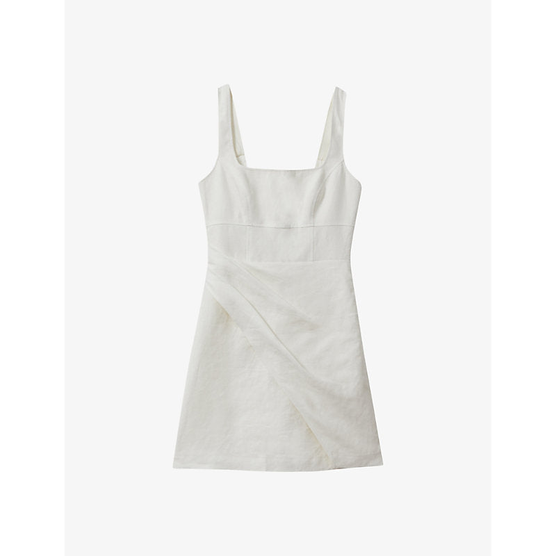 Reiss Piper square-neck sleeveless linen mini dress | REISS