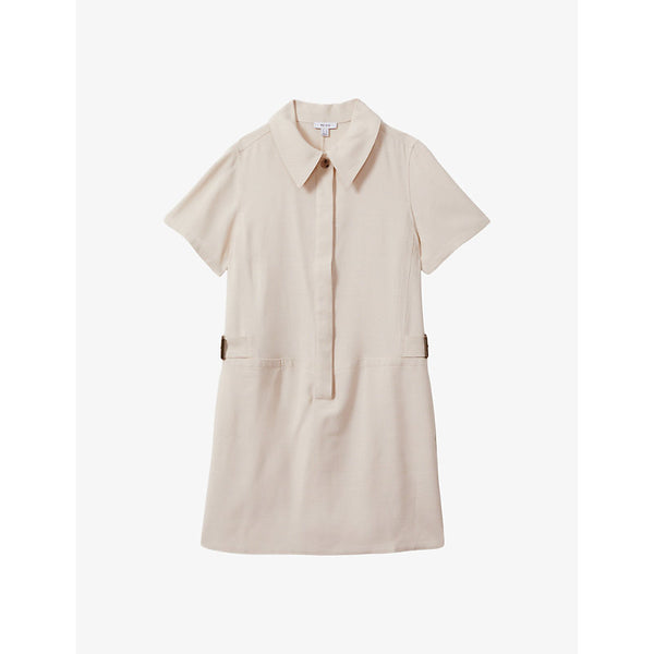 Reiss Solie polo-collar woven mini dress | REISS