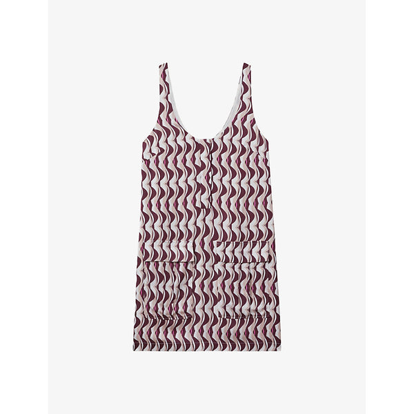 Reiss Oxsana wave-print sleeveless woven mini dress | REISS