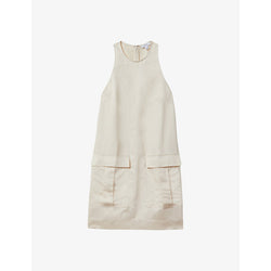 Reiss Cecile round-neck sleeveless linen-blend mini dress | REISS