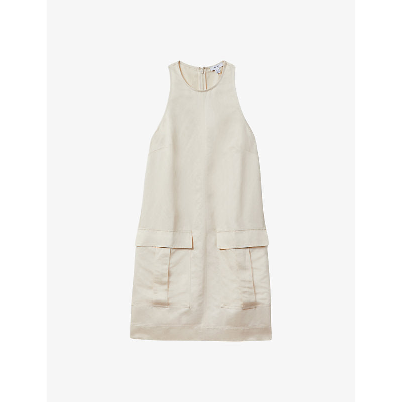 Reiss Cecile round-neck sleeveless linen-blend mini dress | REISS