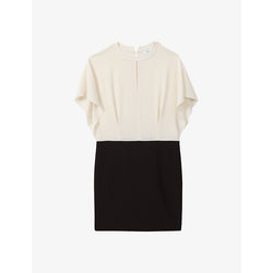 Reiss Marlowe colour-block draped woven mini dress | REISS