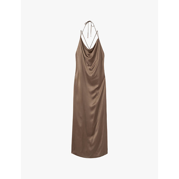 Reiss Lilah cowl-neck satin maxi dress