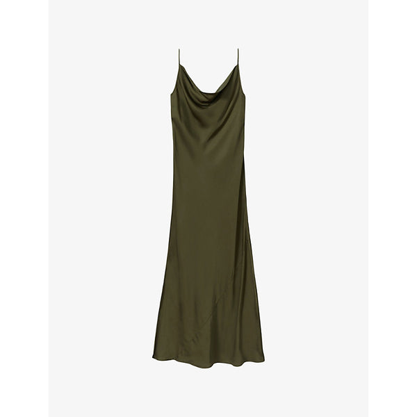 Reiss Isabel cowl-neck satin midi dress