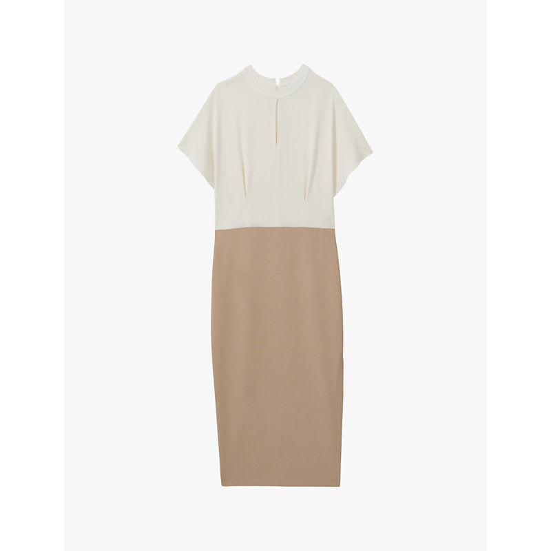 Reiss Miller colour-block woven midi dress | REISS