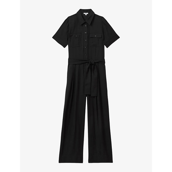 Reiss Joanie belted woven-blend jumpsuit