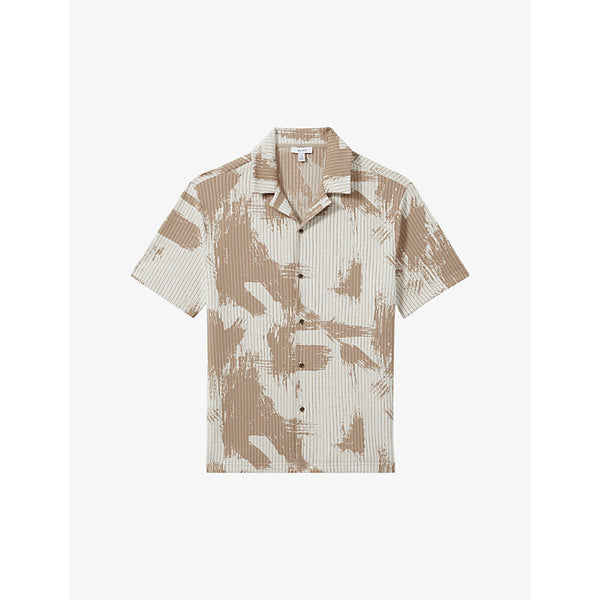 Reiss Viceroy graphic-print short-sleeve stretch-woven shirt