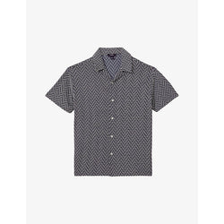  Reiss Jono zig-zag short-sleeve stretch-woven shirt