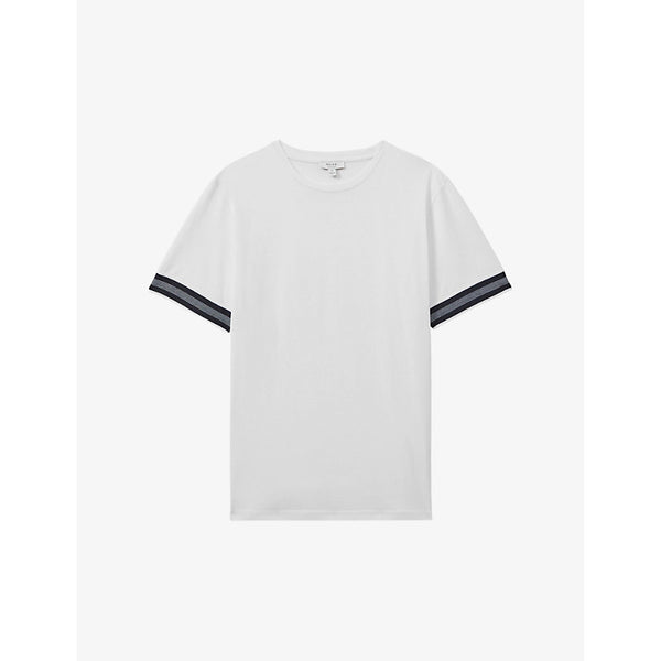  Reiss Dune striped-trim cotton T-shirt