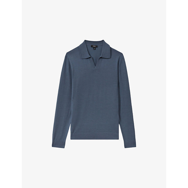 Reiss Milburn open-collar long-sleeve wool jumper