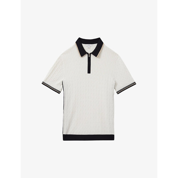  Reiss Pulse half-zip short-sleeve cotton-blend polo