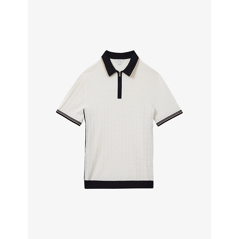  Reiss Pulse half-zip short-sleeve cotton-blend polo