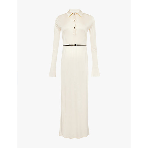 Givenchy Long-sleeved detachable-belt satin-jersey maxi dress