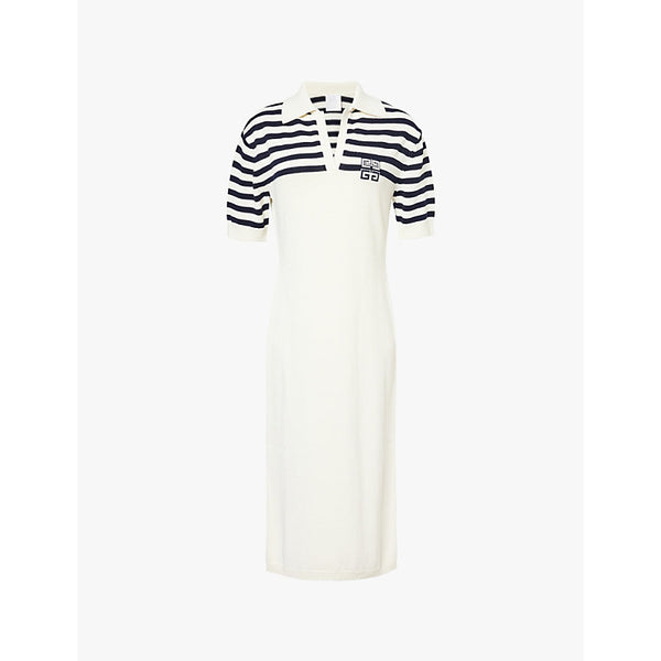 Givenchy Striped embroidered-branding knit midi dress