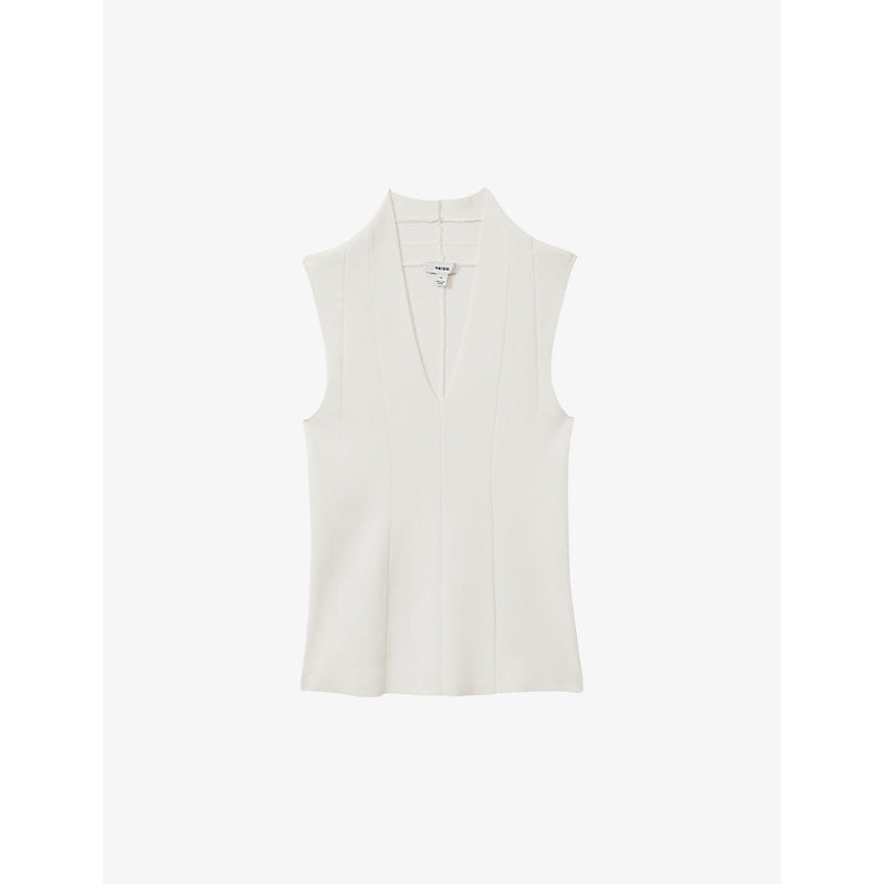  Reiss Kimmy V-neck sleeveless stretch-knit vest