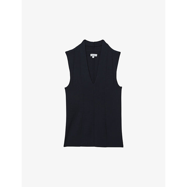  Reiss Kimmy V-neck sleeveless stretch-knit vest