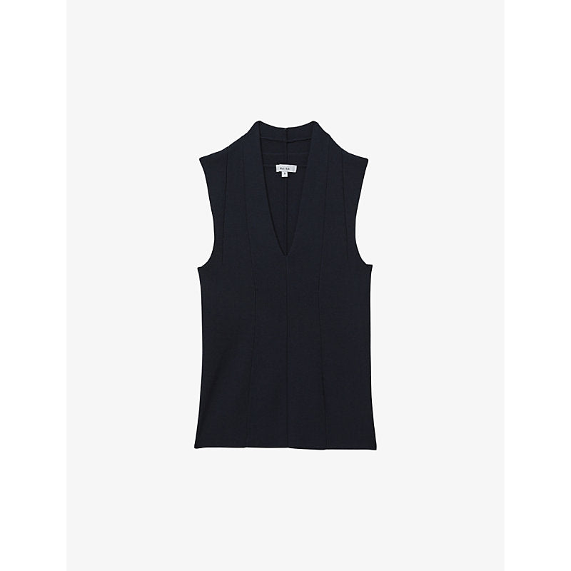  Reiss Kimmy V-neck sleeveless stretch-knit vest