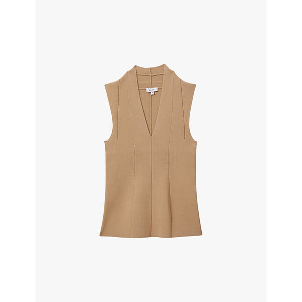  Reiss Kimmy V-neck sleeveless stretch-knit vest