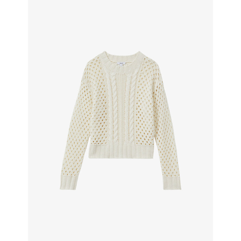  Reiss Marie boxy-fit cable-knit wool and cashmere-blend jumper